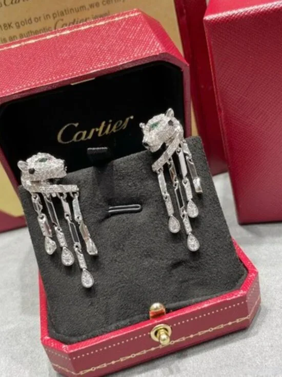 Cartier's Panther Motif Tassel Drop Earrings - Picture 9 of 10